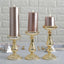 Set of 3 Candle Holder Stands Gold Mercury Glass Pillar Design - Stylish Votive Centerpieces for Tables & Decor 7", 8", 10"