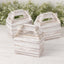 25 Pack Rustic White Candy Gift Tote Gable Boxes With Wood Plank Pattern, Party Favor Treat Boxes - 4"x2.5"x4.5"
