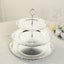3-Tier Plastic Round Cupcake Stand Metallic Silver with Baroque Rim & Top Handle 13"