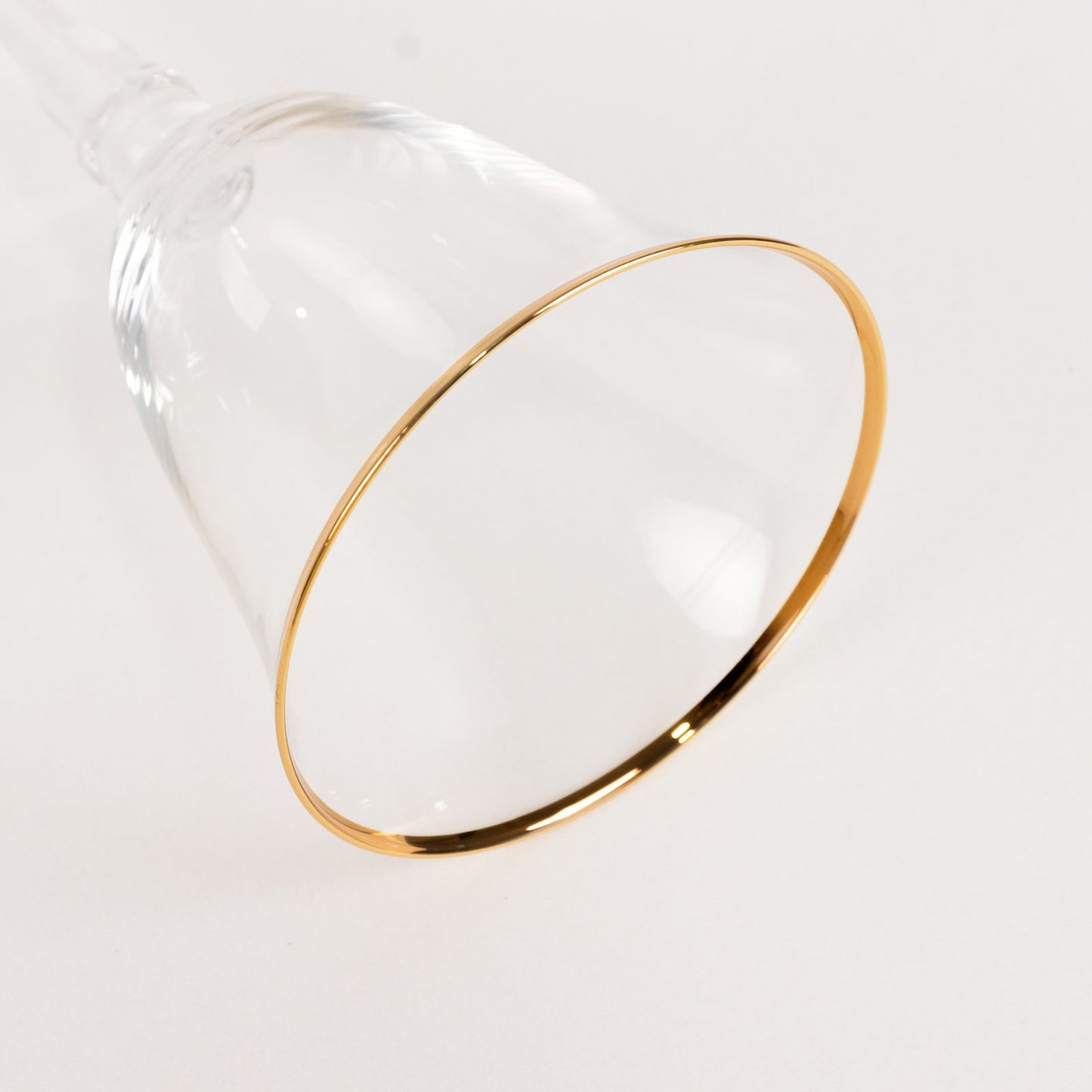 6-Pack Wine Goblet Glasses Clear Gold Rimmed Design with Long Beaded Stem - Handblown Vintage Crystal Glasses for Water & Drinks 9oz 8"