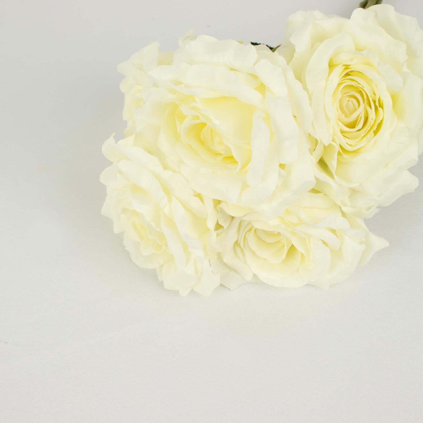 2 Bushes 17" Ivory Premium Silk Jumbo Rose Flower Bouquet, High Quality Artificial Wedding Floral Arrangements