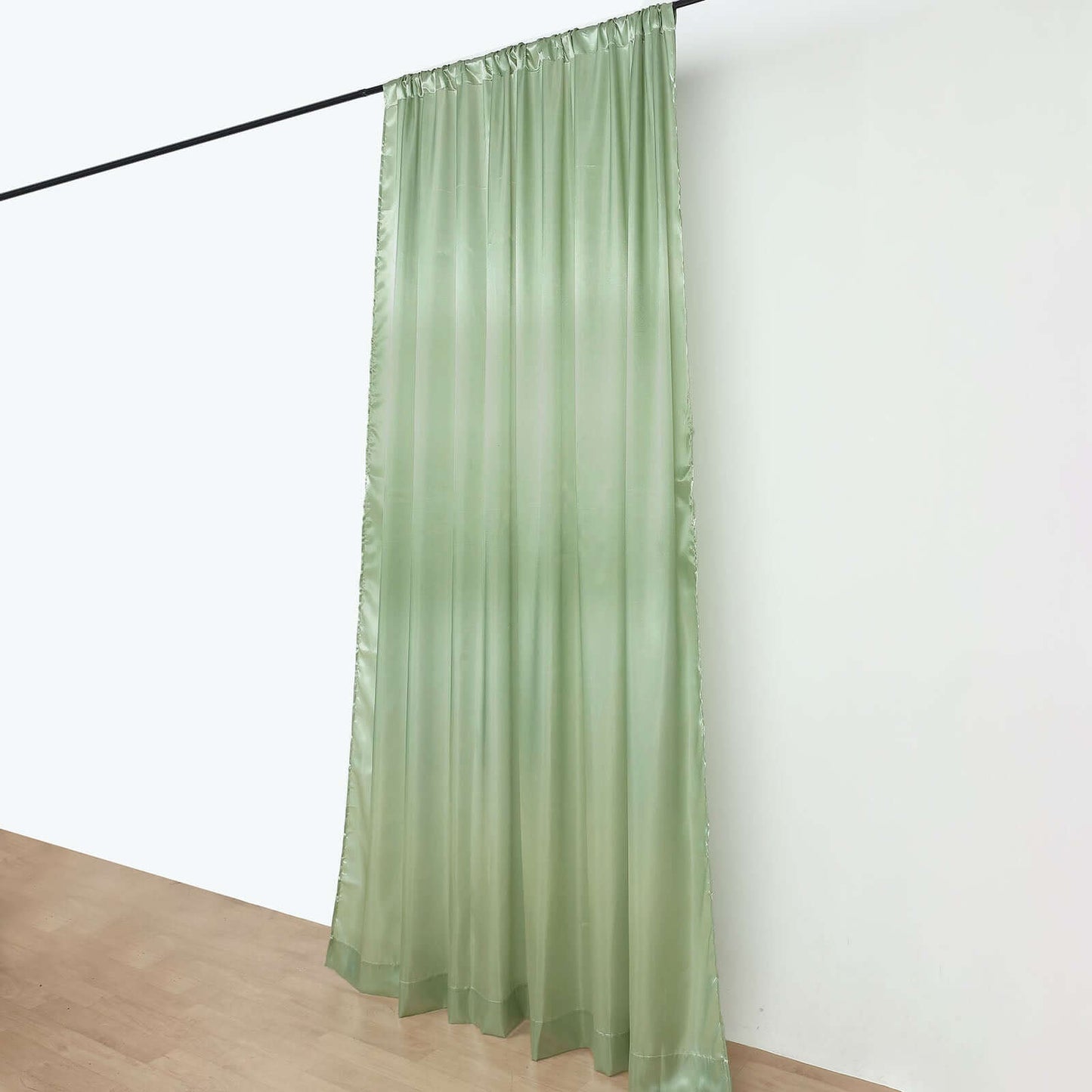 8ftx10ft Sage Green Satin Event Curtain Drapes, Backdrop Event Panel