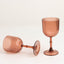 12-Pack Plastic Goblets Dusty Rose Vintage Ribbed Pattern - Reusable Shatterproof Glassware 9oz