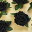 24 Roses 5" Black Artificial Foam Flowers With Stem Wire and Leaves