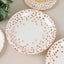 25-Pack Paper Round Dinner Plates 9" White with Metallic Rose Gold Polka Dots - Disposable 300GSM Party Plates for Banquets & Celebrations