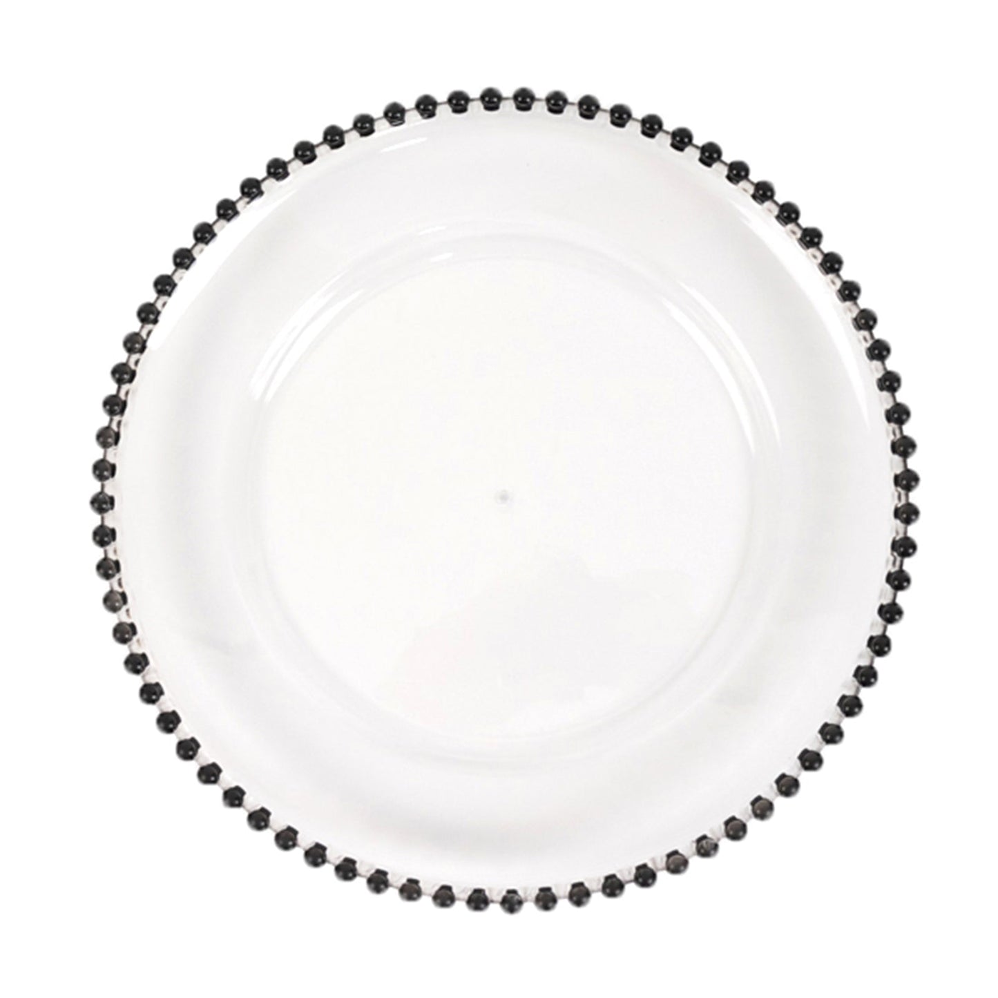 6-Pack Acrylic Round Charger Plates 13" in Clear with Black Beaded Rim, Decorative Dinner Party Charger Tableware