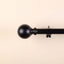 42"-126" Adjustable Curtain Rod Sets, Black, Round Finials