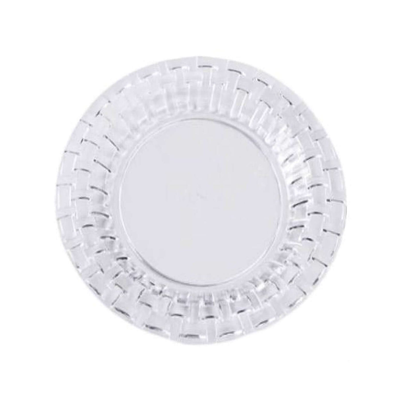 10-Pack Dessert Plates Basketweave Rim Design Clear - Plastic Disposable Salad Plates for Parties 7"