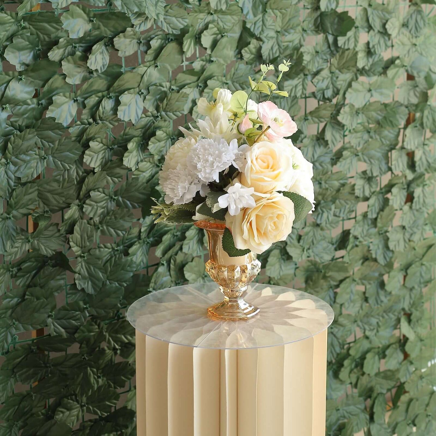 12 Pack Dark Green Artificial Ivy Hedge Privacy Screen Fence Wall Panel, Faux Leaf Greenery Backdrop Garden Decor - 32 Sq. ft.