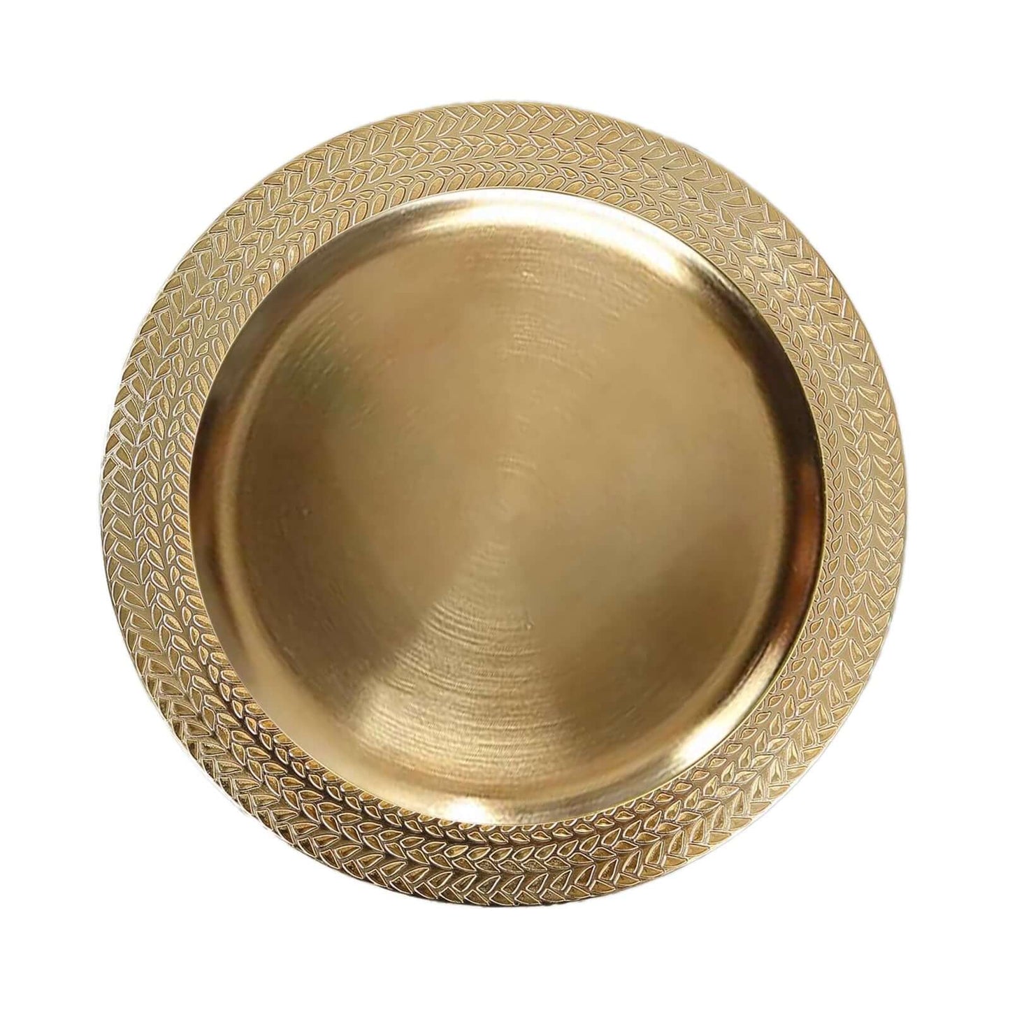 6-Pack Acrylic Round Charger Plates 13" in Gold with Wheat Pattern Rim, Stylish Dinner Party Charger Tableware