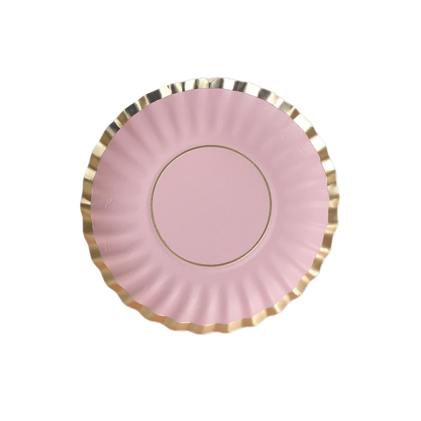 50-Pack Paper 3.5" Round Party Plates in Blush with Gold Scalloped Rim - Disposable Mini 250GSM Dessert Plates for Tapas, Appetizers & Finger Foods