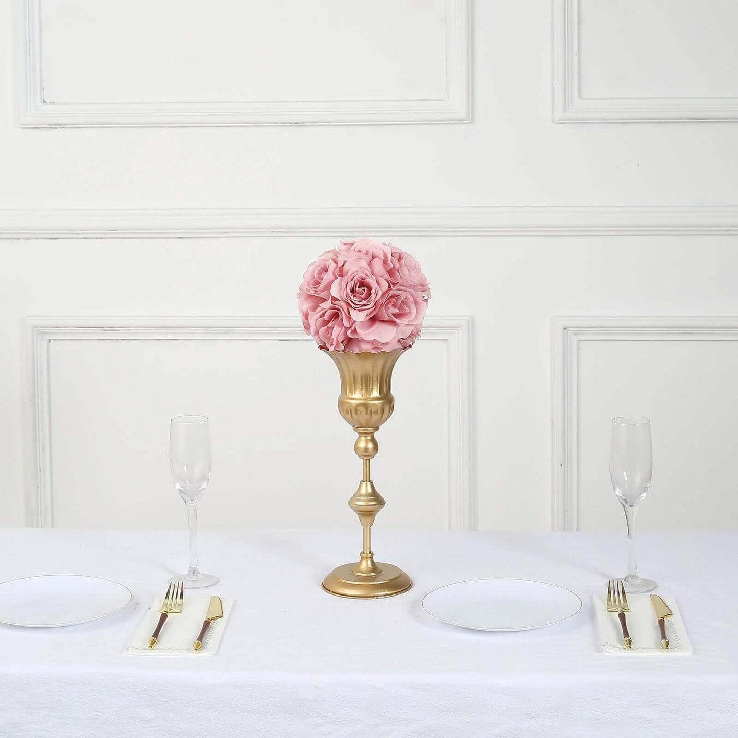 2 Pack 7" Mauve Artificial Silk Rose Kissing Ball, Faux Flower Ball