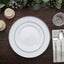 10-Pack White Plastic Dessert Plates â€“ 8" Round with Silver Beaded Rim, Disposable for Parties & Events