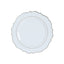 10-Pack Economy Plastic Round Charger Plates 13" in White with Silver Scalloped Rim, Decorative Dinner Party Serving Plates
