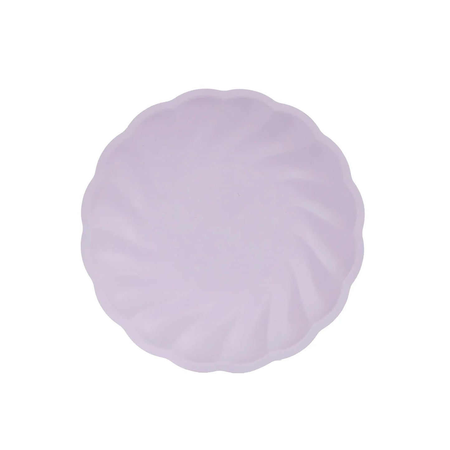 20 Pack Biodegradable Dinner Plates in Lavender Lilac â€“ 9" Swirl Scalloped Pastel Color Compostable Bamboo Party Plates, Elegant Disposable Tableware
