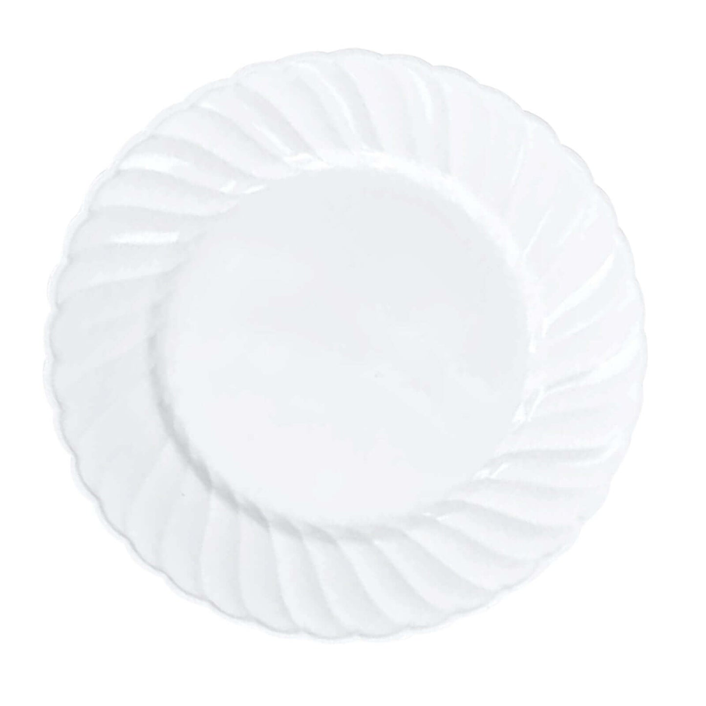 12-Pack Plastic Dessert Plates White Flair Rim - Sturdy Disposable Salad Plates 7.5"