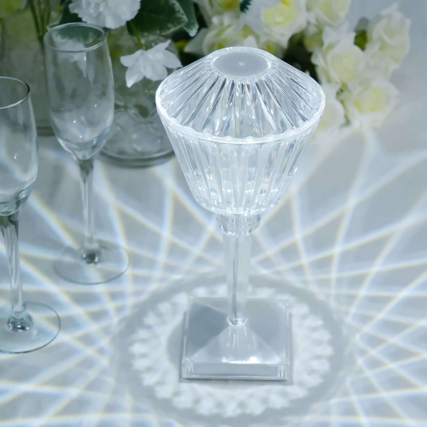 LED Acrylic Table Lamp Prism Design Color Changing - Rechargeable Cordless Touch Control Accent Light 10"