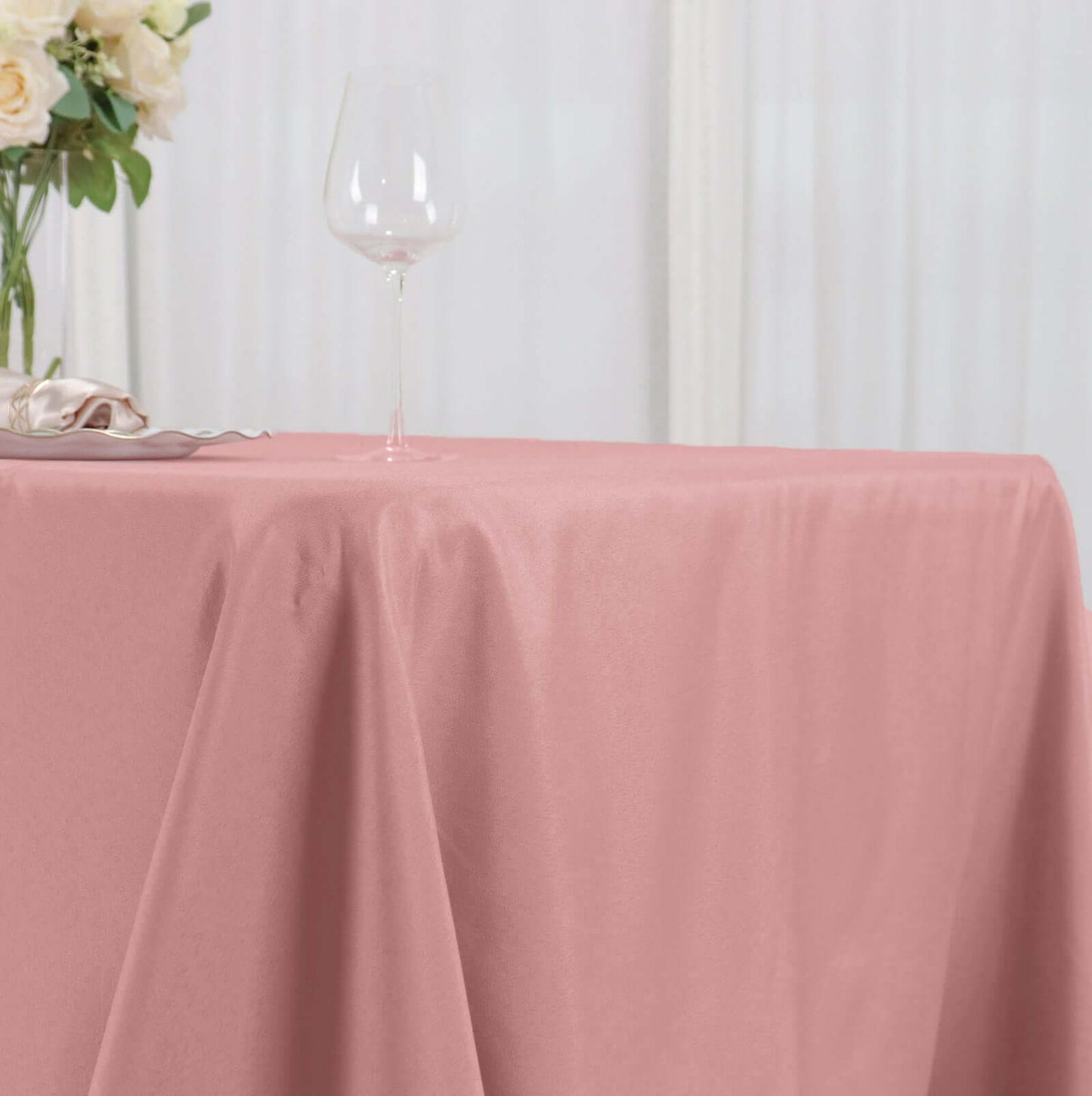 Polyester 72"x120" Rectangle Tablecloth Dusty Rose - Durable and Stylish Table Cover