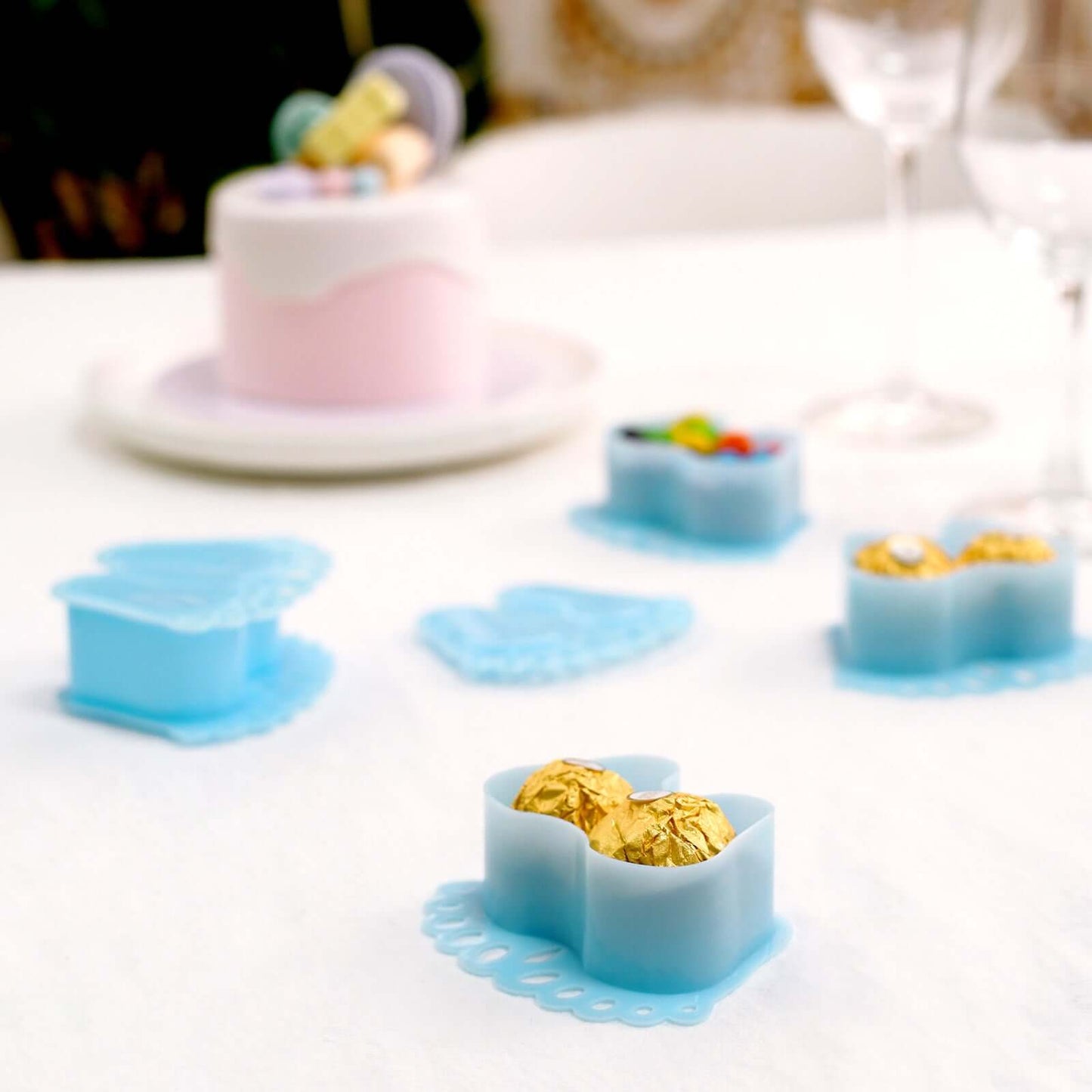 12-Pack Fillable Mini Candy Container in Baby Feet Style Light Blue - Unique Candy Treat Favor Boxes for Baby Shower 3.5"