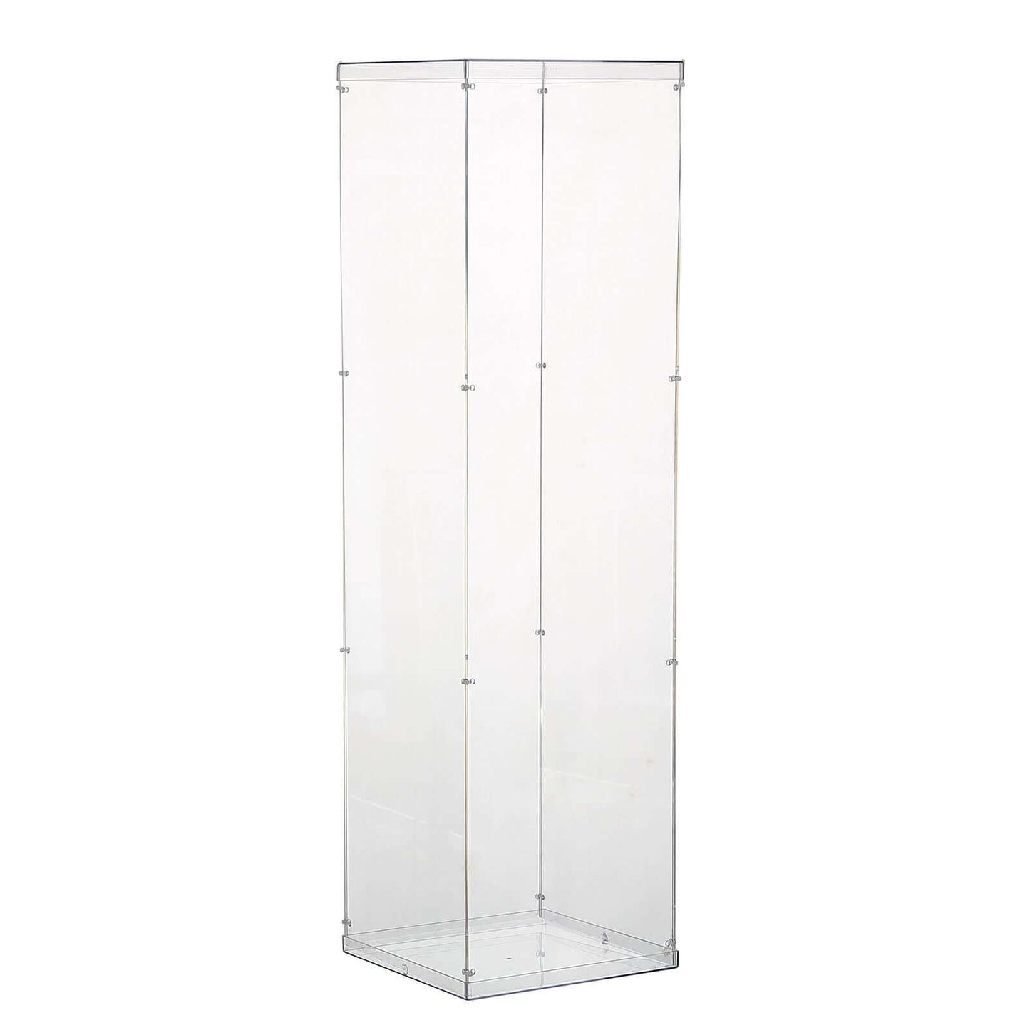 40" Floor Standing Clear Acrylic Display Box, Transparent Pedestal Riser with Interchangeable Lid and Base