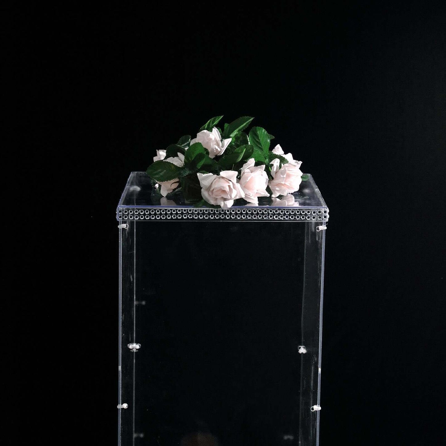 12" Clear Mirrored Acrylic Display Box, Transparent Pedestal Riser with Interchangeable Lid and Base