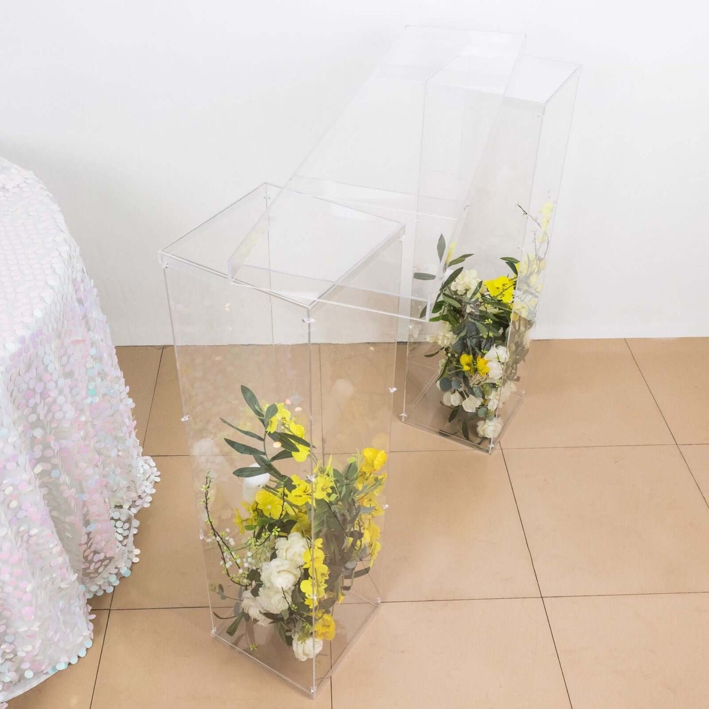 Acrylic Table Top Bridge Connector Rectangular Plate 46"x12" Clear - Durable Design for Pedestal Stands