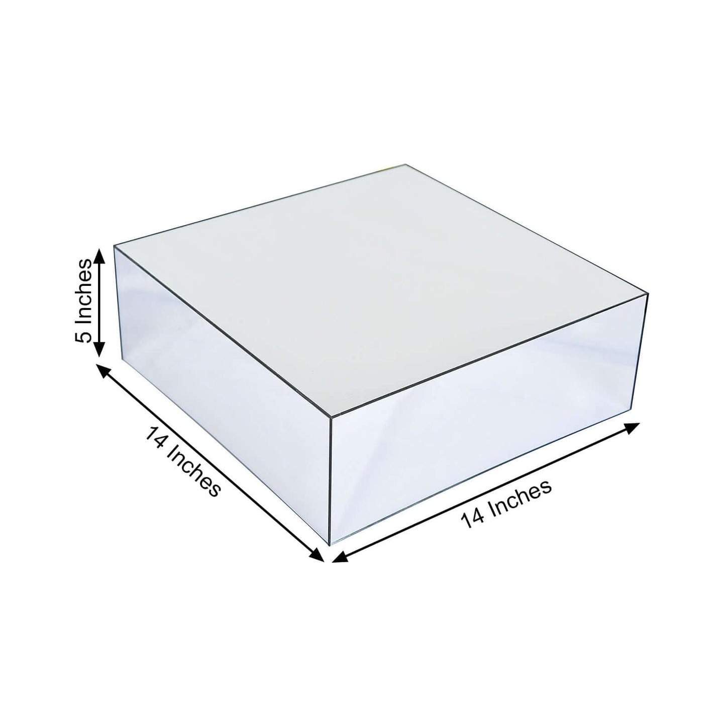 Acrylic Cake Box Stand Pedestal Riser Mirror Finish Silver - Display for Desserts and Events 14"x14"