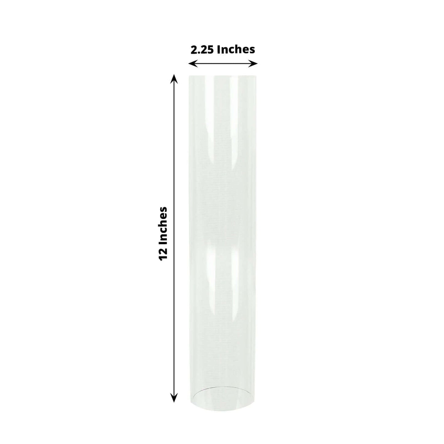 2-Pack Glass Pillar Hurricane Candle Shades - Clear Chimney Tube with 2.25" Wide Open Ends 12"
