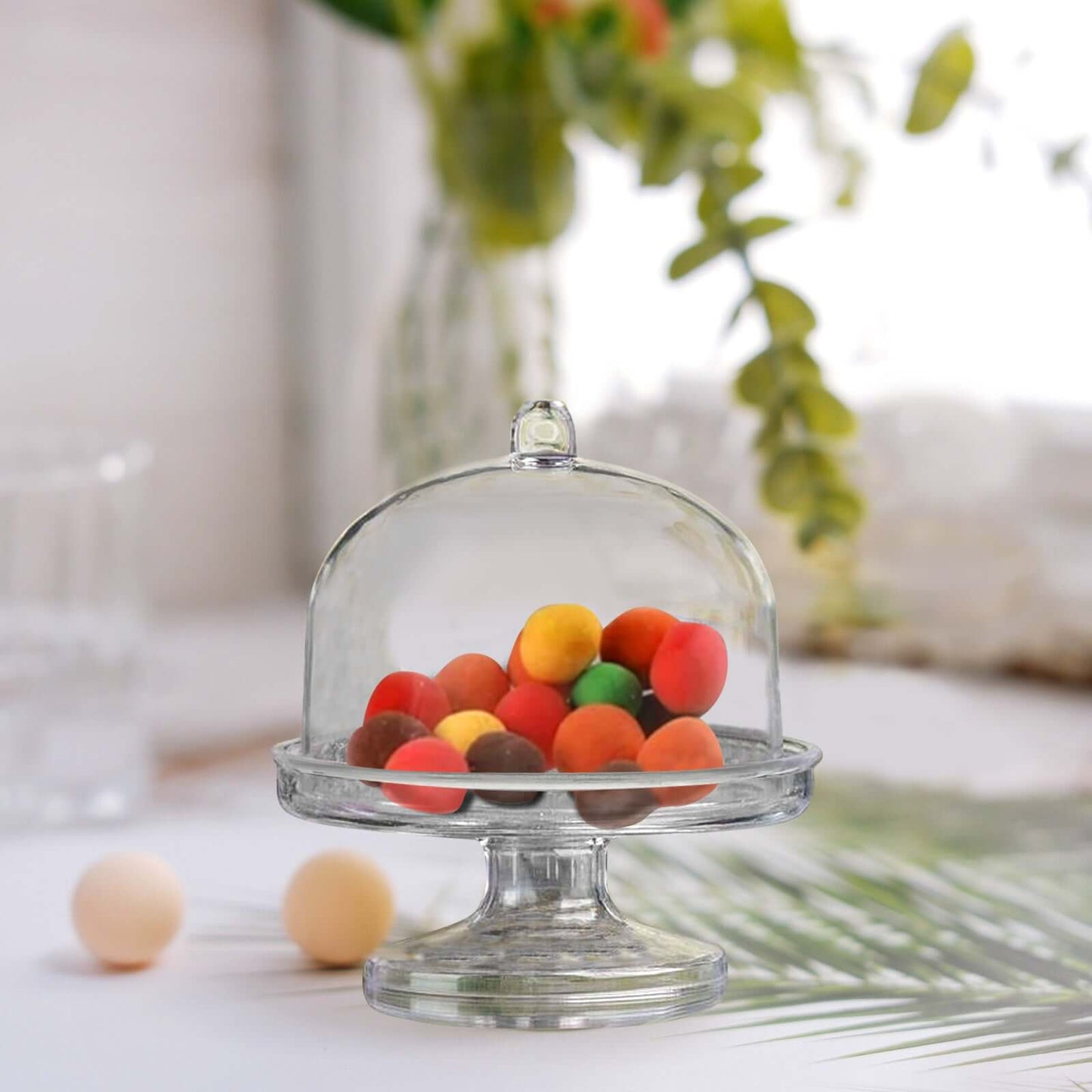 12-Pack Fillable Mini Pedestal Candy Container Clear - Stylish Candy Treat Favor Containers with Dome Lid 3"