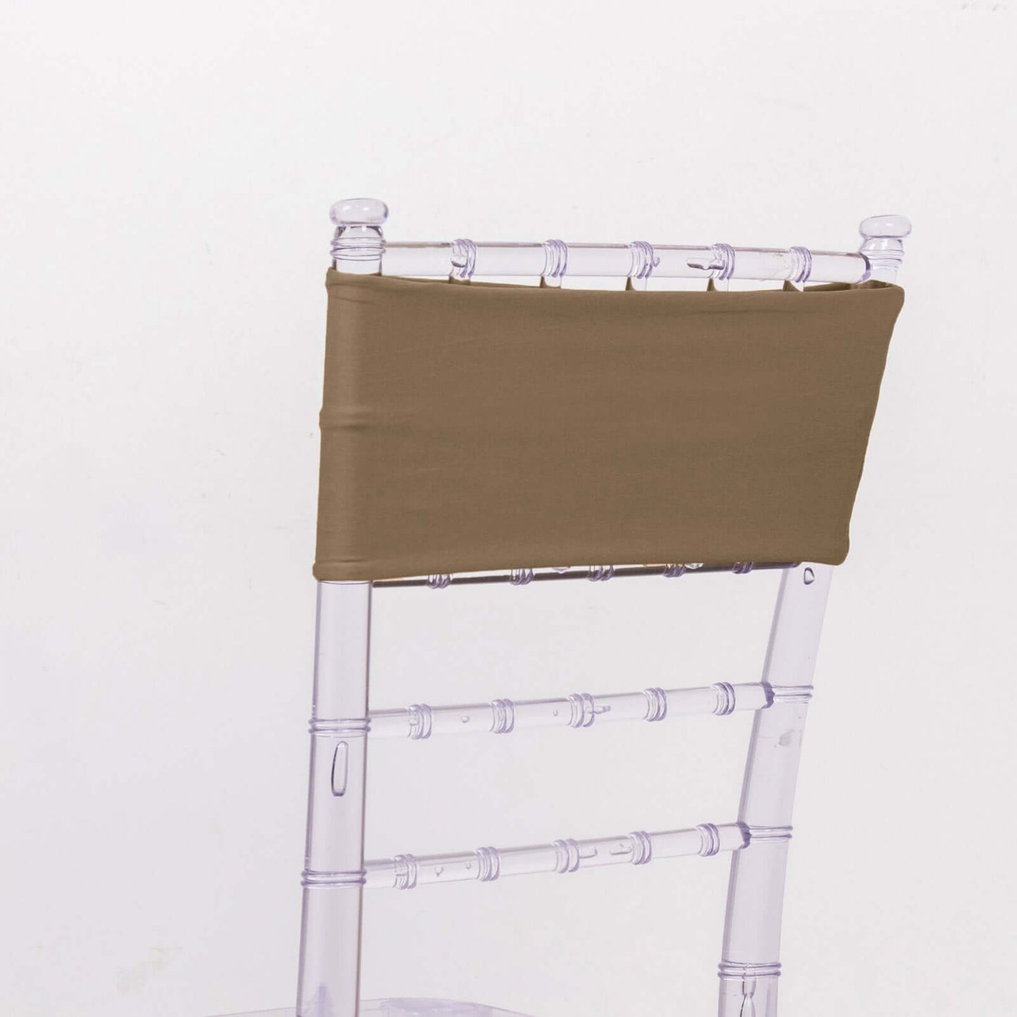 5 Pack Stretch Spandex Chair Sashes Taupe - Fitted Finish Two Ply Heavy Duty Chair Bands 5"x12"