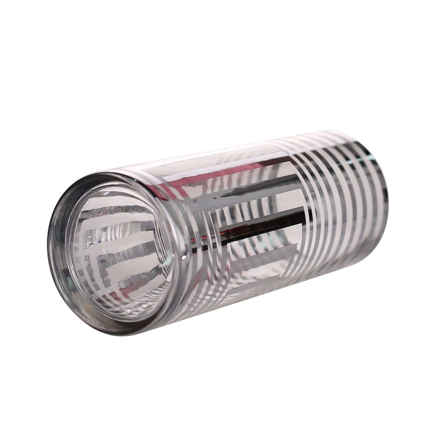 2-Pack Glass Cylinder Vases Silver Striped - Sophisticated Flower Centerpieces for Events 11"