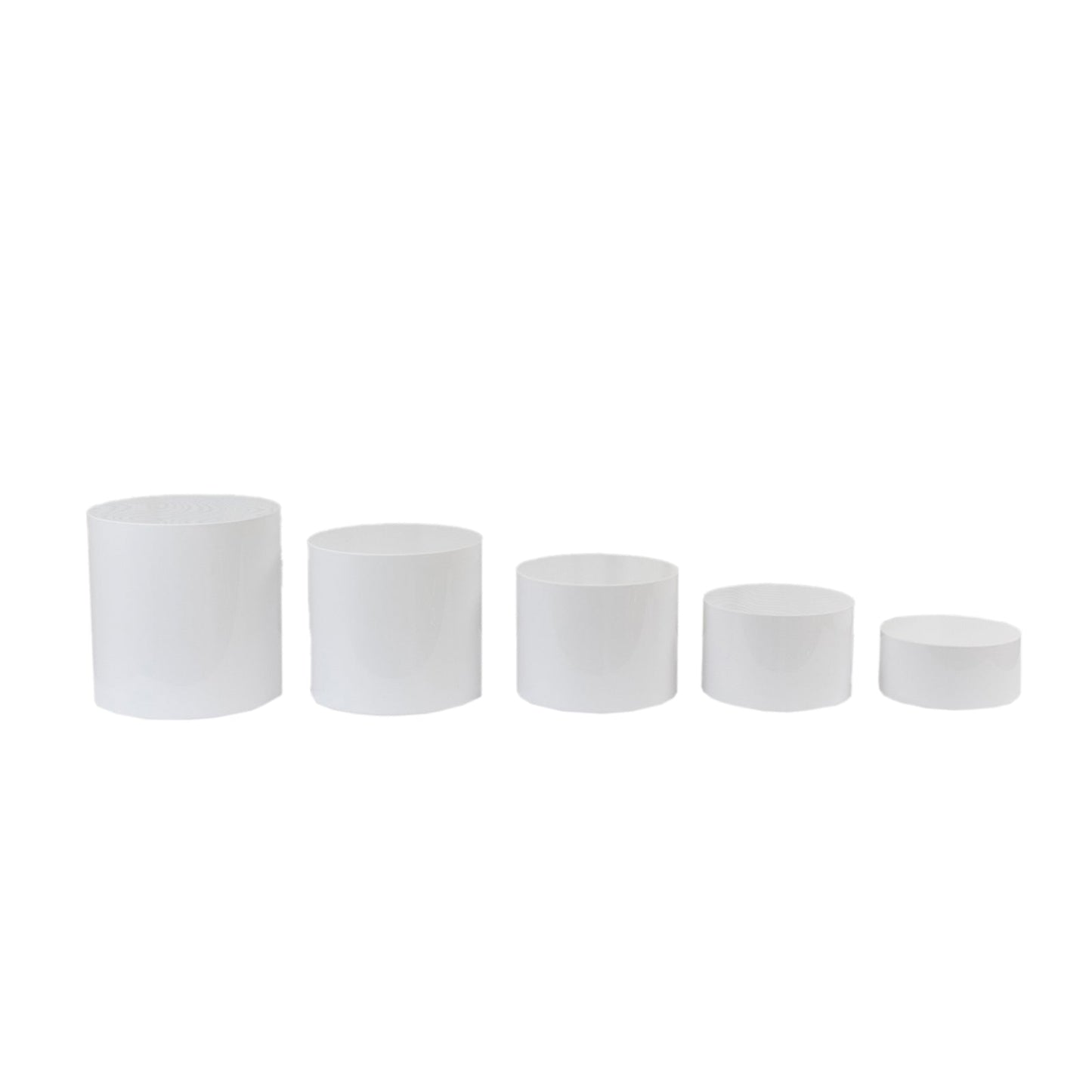 Set of 5 Acrylic Cake Stands Cylinder Design Round Clear - Display Risers for Events 8.5", 9", 10", 11", 12"