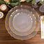 10-Pack Plastic 7" Round Dessert Appetizer Plates in Clear Sunflower with Gold Scalloped Rim - Disposable Salad Plates for Classy Events & Banquets