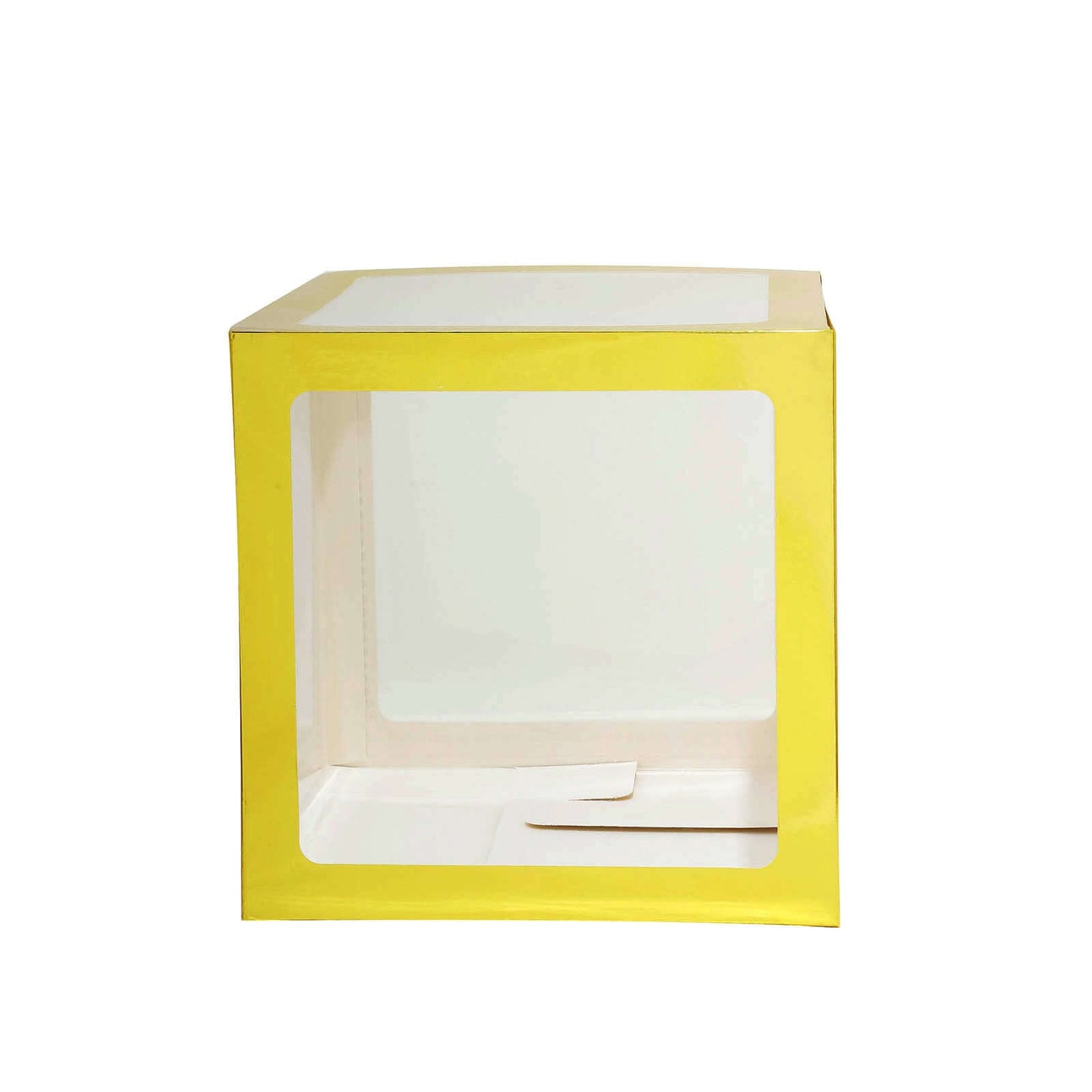 2 Pack 12" Metallic Gold Clear Baby Shower Party Decoration Boxes, Transparent DIY Balloon Boxes