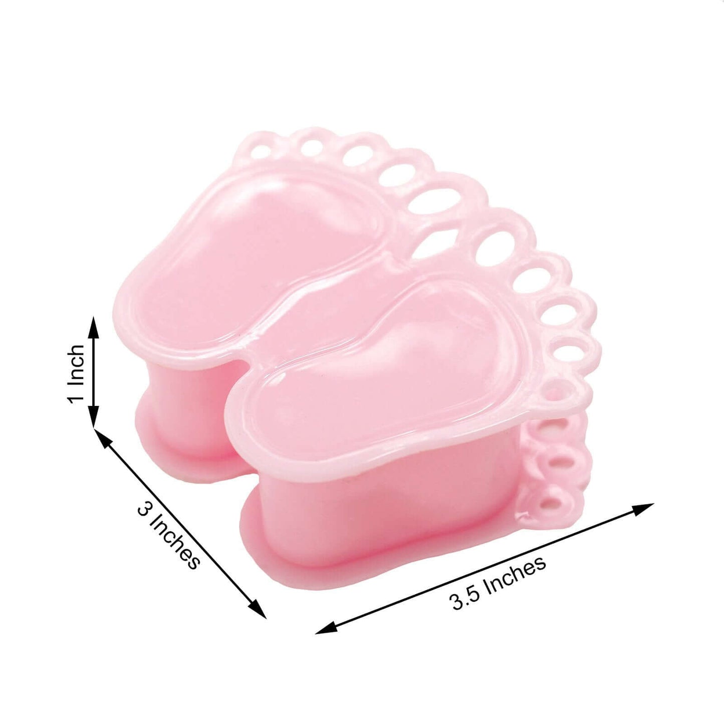 12-Pack Fillable Mini Candy Container in Baby Feet Style Pink - Unique Candy Treat Favor Boxes for Baby Shower 3.5"