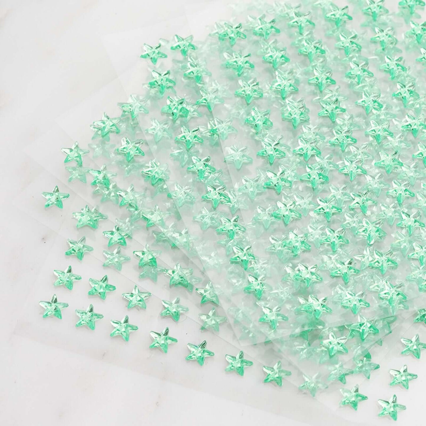 600 Pcs Apple Green Star Shape Stick-On Diamond Rhinestone Stickers, DIY Self Adhesive Craft Gems
