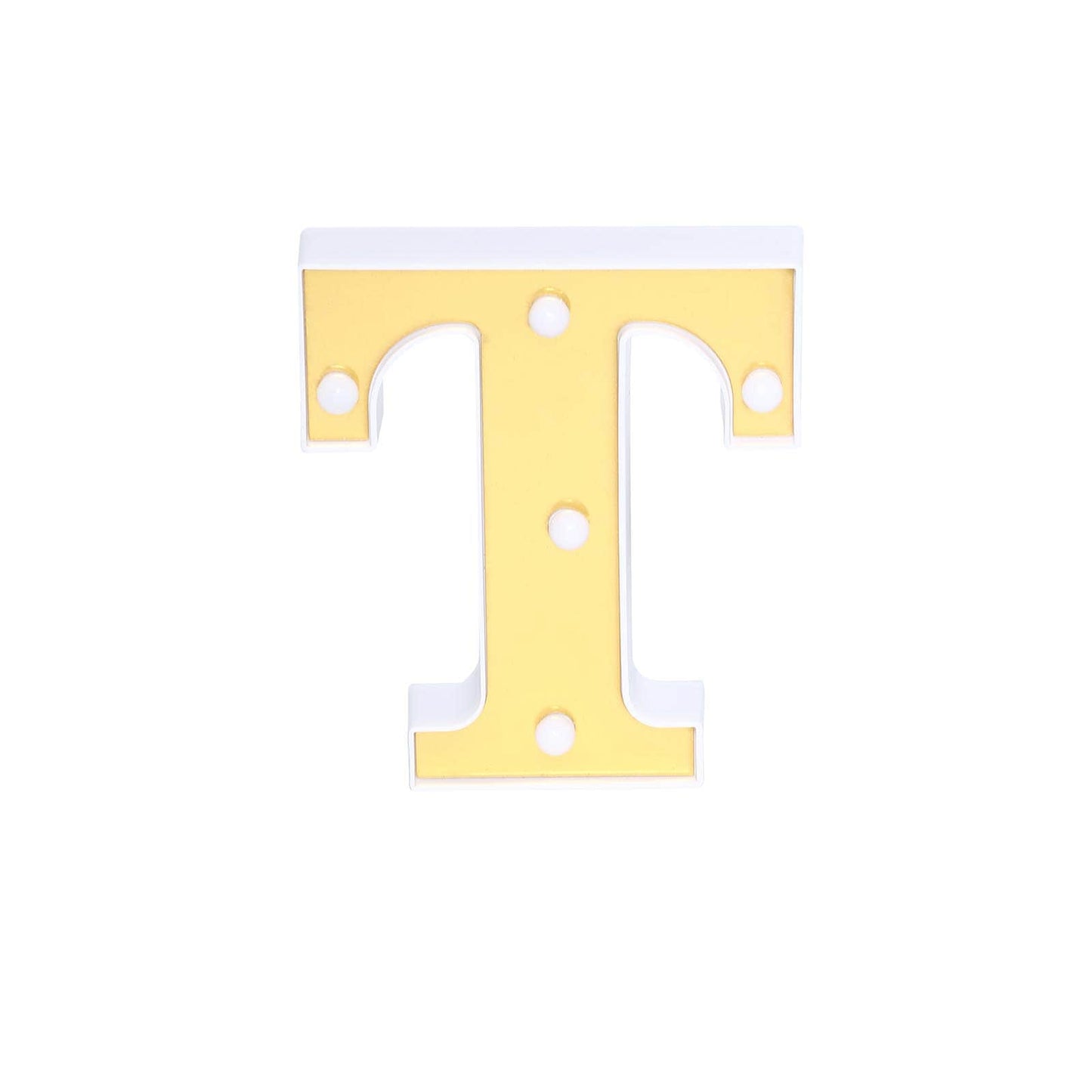3D Marquee Letter "T" Warm White 5 LED Lights Gold - Chic Light-Up Decor for Events 6"
