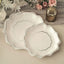 25-Pack Paper Dessert Plates in White with Silver Scallop Rim - Disposable 300GSM Appetizer Salad Plates 8"