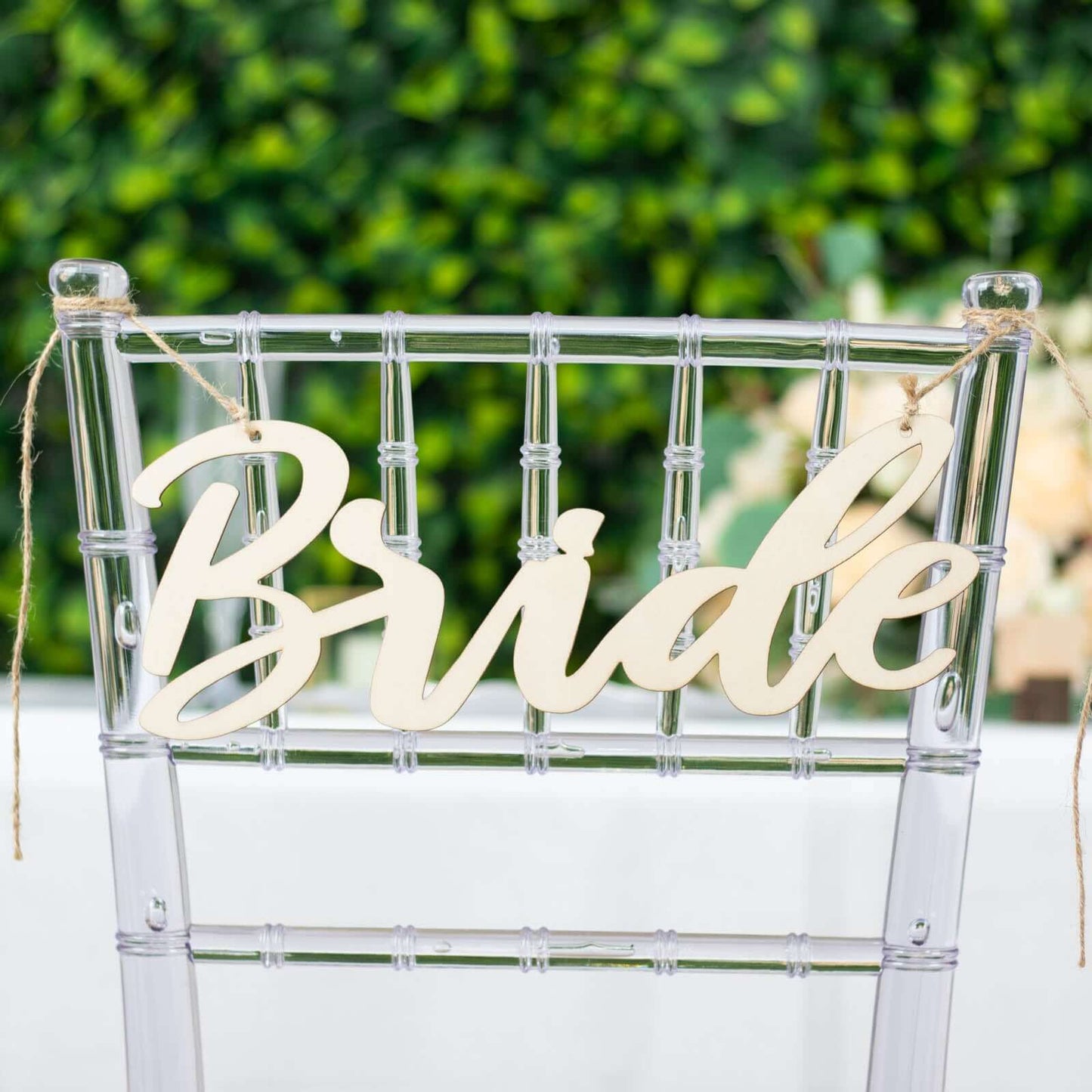 Set of 2 Bride and Groom Chair Signs Natural Wood - Charming Calligraphy Wall Hanging Wedding Decor & Props 12"x5"