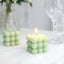 2-Pack Decorative Paraffin Wax Candles Bubble Cube Design Sage Green - Unscented Long Burning Pillar Candle Set 2"