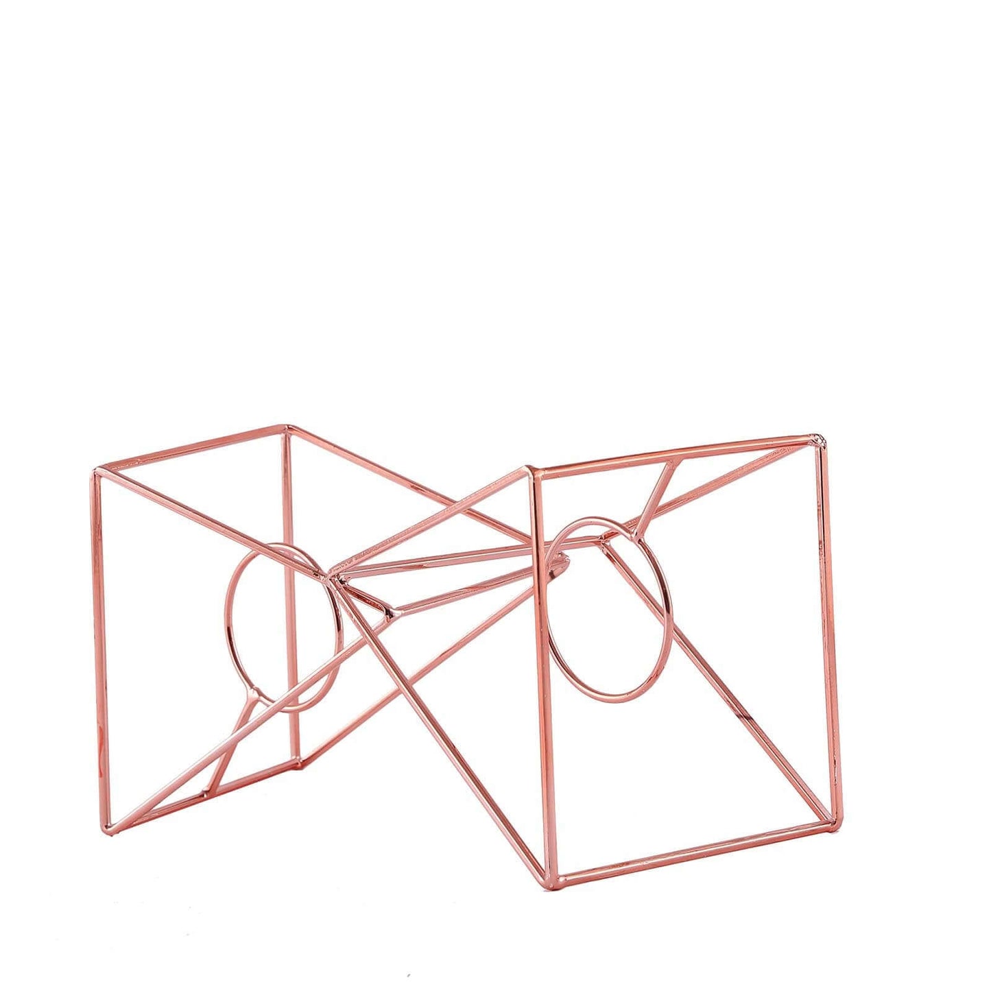 Set of Metal Candle Holders Linked Geometric Design Rose Gold - Chic Votive Glass Decor for Events & Gatherings 9"