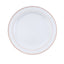 10-Pack Plastic Dinner Plates White with TrÃ¨s Chic Rose Gold Rim - Perfect Disposable Party Plates 10"