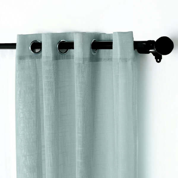 2 Pack Handmade Dusty Blue Faux Linen Curtains 52"x64", Curtain Panels With Chrome Grommets