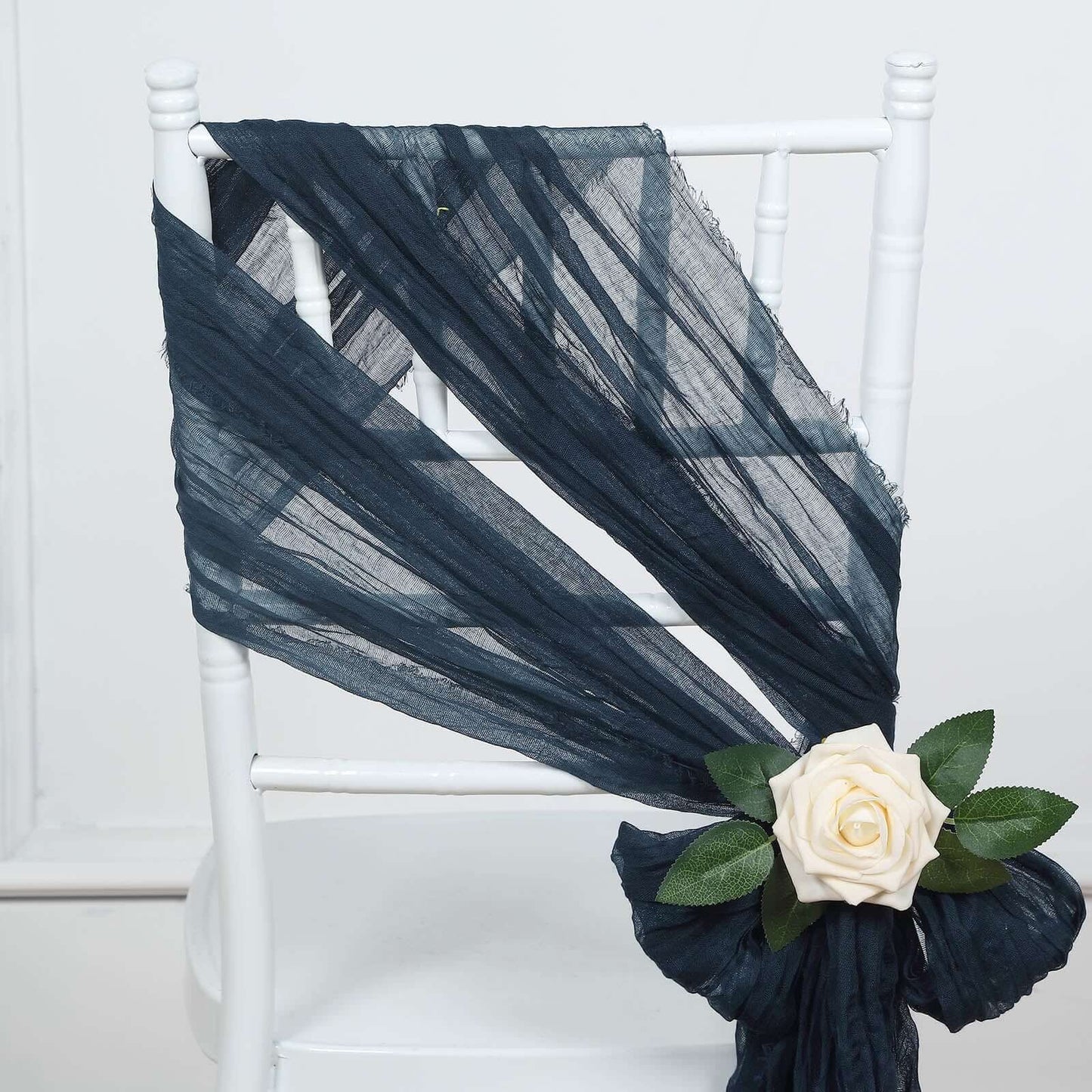 5 Pack Cheesecloth Gauze 16"x88" Chair Sashes Navy Blue - Boho Chair Decorations