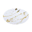 10-Pack Plastic 8" Round Dessert Plates in White with Gold Marble Print - Disposable Appetizer/Salad Plates for Chic Banquets & Special Occasions