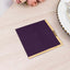 50-Pack Paper Beverage Napkins Purple with Gold Foil Edge - 2 Ply Disposable Soft 18GSM Cocktail Napkins 5"x5"