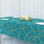 Polyester 60"x102" Rectangle Tablecloth Teal with Gold Foil Geometric Pattern - Wrinkle-Resistant & Durable Table Cover
