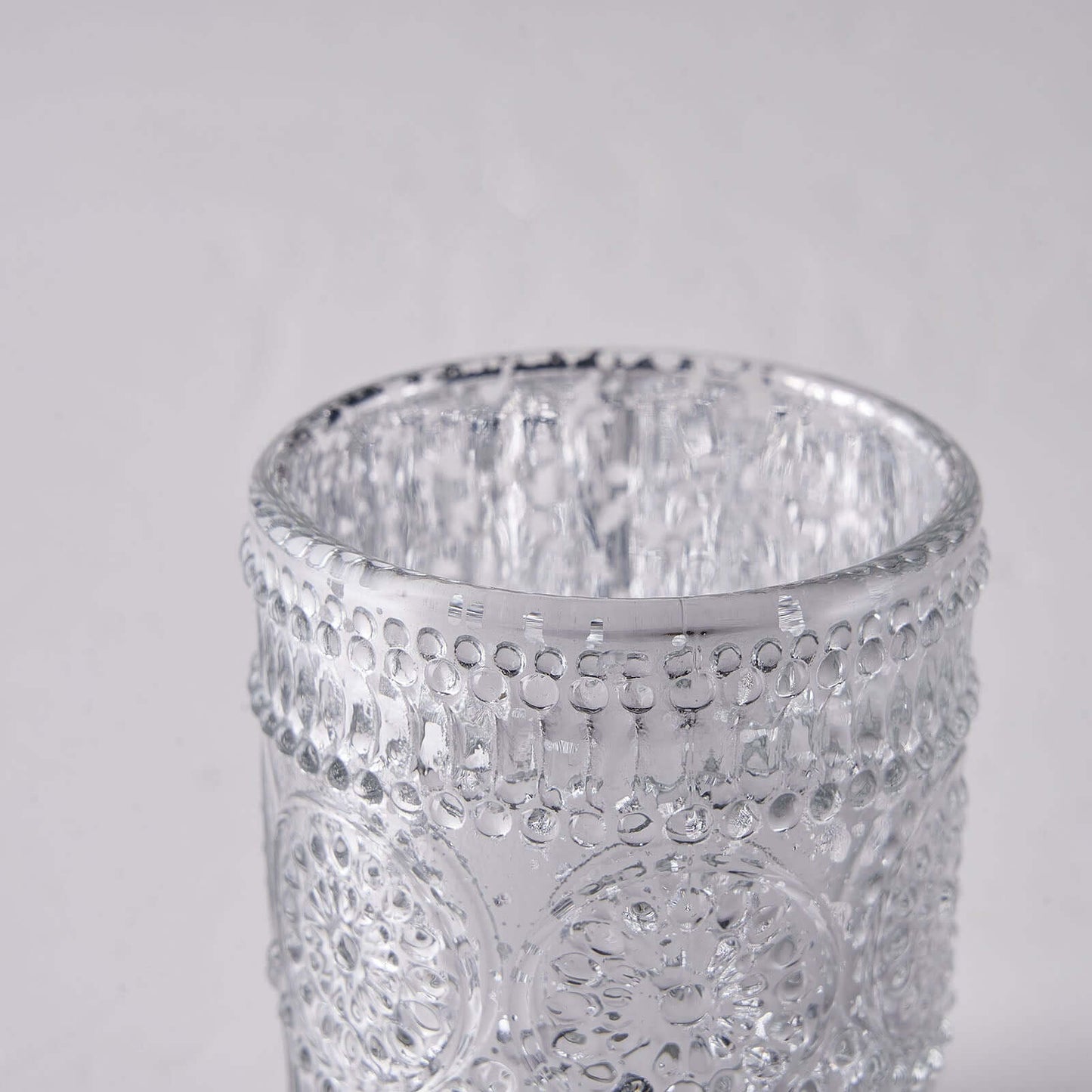 6-Pack Silver Glass Votive Tealight Holders - Stylish Primrose Design for Weddings & DÃ©cor