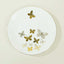 Set of 20 Plastic Round Dinner and Salad Plates in White with Gold Butterfly Design & Gold Rim - Stylish Disposable Dinnerware for Buffets & Catered Events 8", 10"