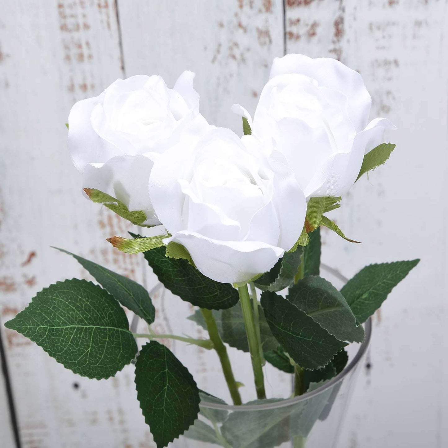 31" 24Pcs White Long Stem Artificial Silk Roses Flowers